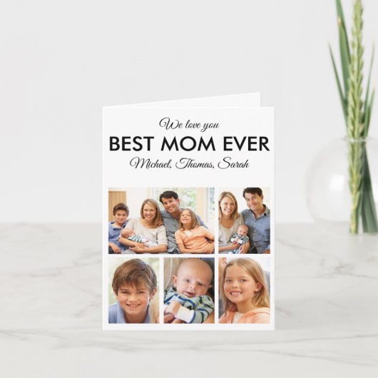Moederdag Best mam Ever Trendy Photo Collage Kaart (Voorkant)