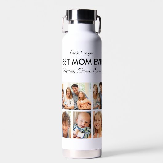 Moederdag Best mam Ever Trendy Photo Collage Waterfles (Voorkant)
