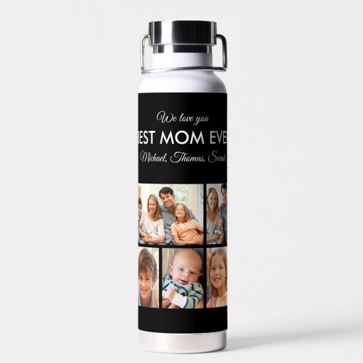 Moederdag Best mam Ever Trendy Photo Collage Waterfles (Achterkant)