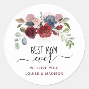 Moederdag Best Mam ooit Persoonlijke Floral Ronde Sticker