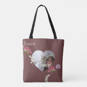 Moederdag "Best Mama" Heart Foto Fresia Tote Bag (Achterkant)
