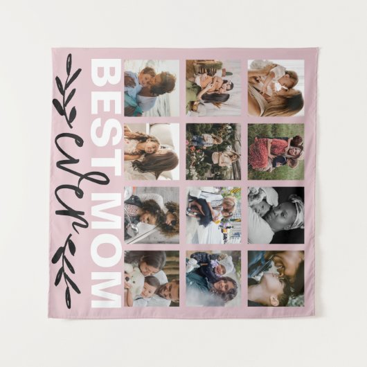Moederdag Beste mama Foto Collage Pink Wandkleed (Voorkant (horizontaal))
