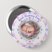 Moederdag Beste mama-kind-meisje Fotocadeau Ronde Button 4,0 Cm (Voorkant /achterkant)