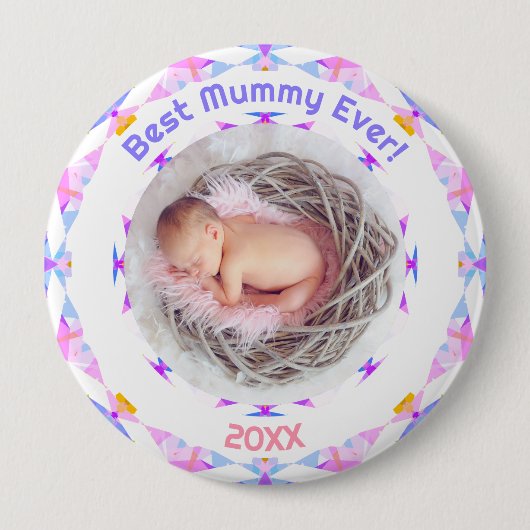 Moederdag Beste mama-kind-meisje Fotocadeau Ronde Button 4,0 Cm (Voorkant)