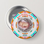 Moederdag Beste mama-kind-meisje Fotocadeau Ronde Button 7,6 Cm (Voorkant /achterkant)