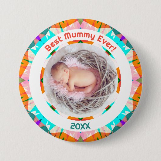 Moederdag Beste mama-kind-meisje Fotocadeau Ronde Button 7,6 Cm (Voorkant)