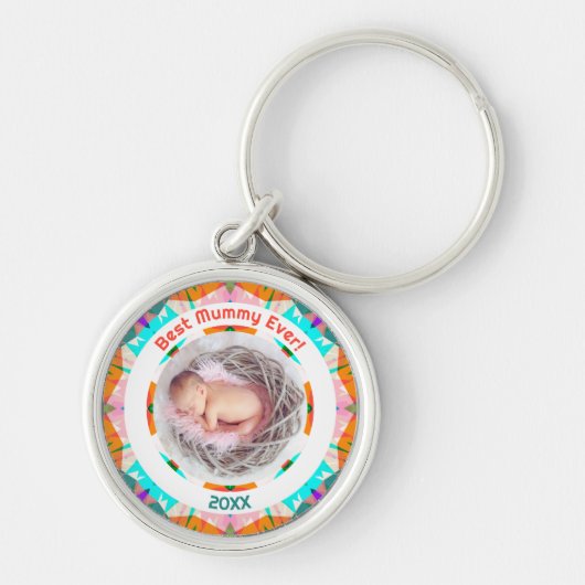 Moederdag Beste mama-kind-meisje Fotocadeau Sleutelhanger (Voorkant)