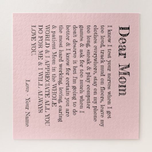 Moederdag Beste mama Letter Pink Typografie Legpuzzel (Horizontaal)