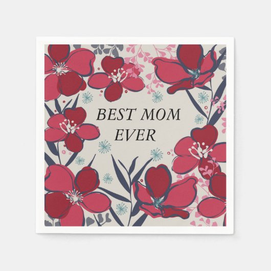 Moederdag beste mama ooit floraal servet (Voorkant)