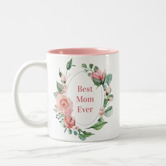 Moederdag Beste mama ooit  Floral Foto Tweekleurige Koffiemok (Links)