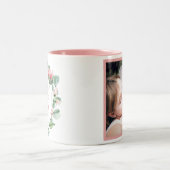 Moederdag Beste mama ooit  Floral Foto Tweekleurige Koffiemok (Center)