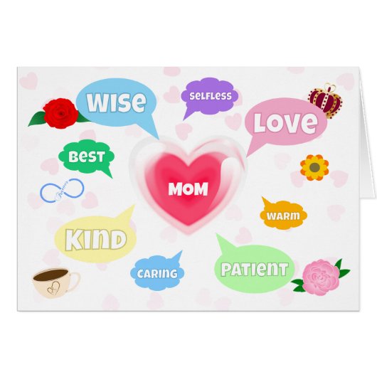 Moederdag Beste Mama Woord Wolken Koningin Kroonli (Voorkant Horizontaal)