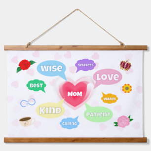 Moederdag Beste Mama Woord Wolken Koningin Kroonli Hangend Wandkleed