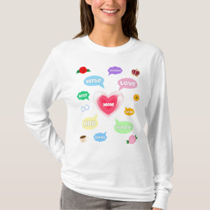 Moederdag Beste Mama Woord Wolken Koningin Kroonli T-shirt
