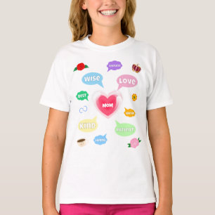 Moederdag Beste Mama Woord Wolken Koningin Kroonli T-shirt