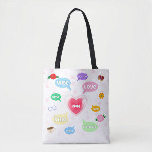 Moederdag Beste Mama Woord Wolken Koningin Kroonli Tote Bag