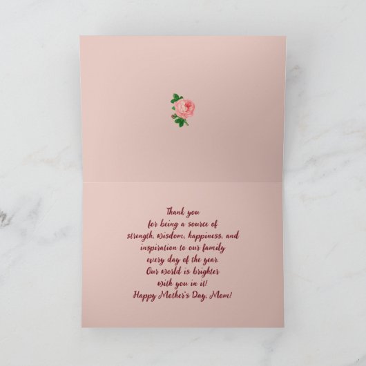 Moederdag Beste Moeder Bloemige Rozen Persoonlijke Kaart (Binnen)