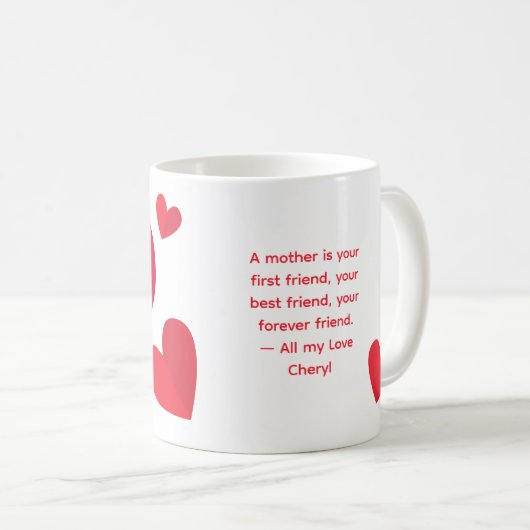 Moederdag Beste Moeder Modern Hearts Script Mok (Voorkant rechts)