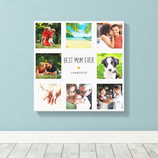 Moederdag Beste Moeder Ooit Foto Collage Gouden Ha Canvas Afdruk (Insitu (Houten vloer))