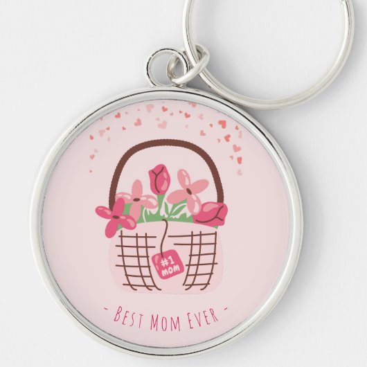 Moederdag, Beste Moeder Ooit, met Mooie Bloem Sleutelhanger (Voorkant)