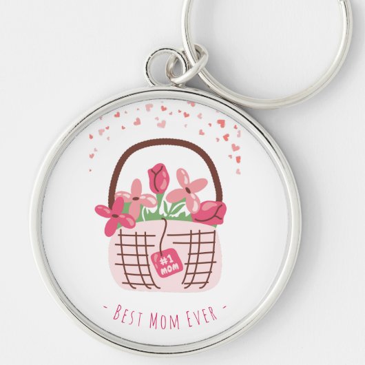 Moederdag, Beste moeder ooit, met mooie bloem Sleutelhanger (Voorkant)