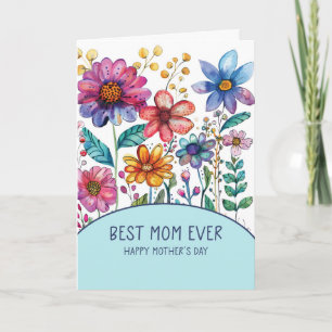 Moederdag Beste Moeder Ooit Whimsical Fun Floral Kaart