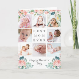 Moederdag BESTE MOM OOIT Fotocollage Bloemen Kaart