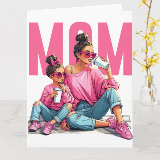 Moederdag Beste Mum3 Super Moeder kaart (Gele Bloem)