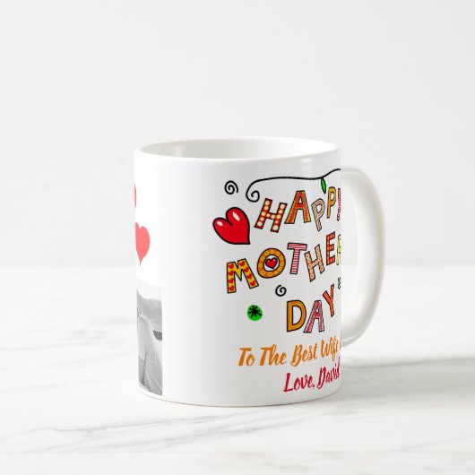 Moederdag Beste vrouw moeder ooit twee foto's Koffiemok (Voorkant rechts)