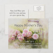 Moederdag, bijbelsalm 147:11 Roze rozen Briefkaart (Voorkant / Achterkant)