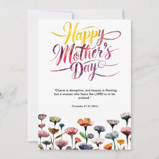 Moederdag Bijbelvers: Spreuken 31 Feestdagenkaart (Voorkant)