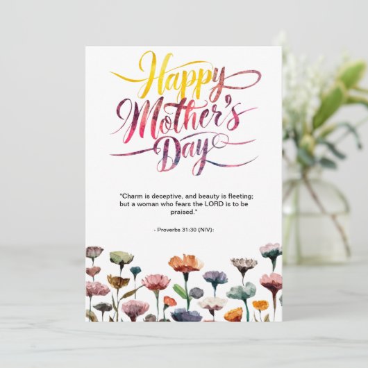 Moederdag Bijbelvers: Spreuken 31 Feestdagenkaart (Staand voorkant)