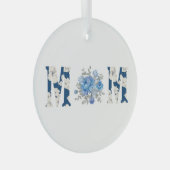 Moederdag Blauw Bloemen Mam Glas Ornament (Voorkant Rechts)