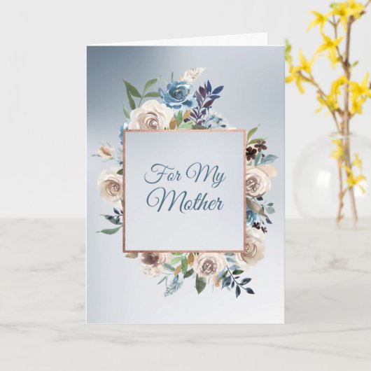 Moederdag blauw en wit roze Lijst Kaart (Gele Bloem)