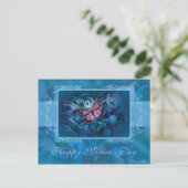 Moederdag, Blauwe Floral Briefkaart (Staand voorkant)