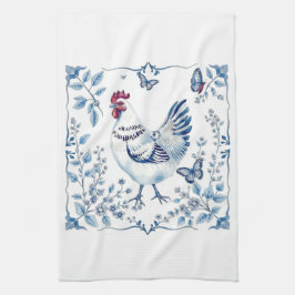 Moederdag Blauwe Porseleinen Boerderij Kip Theedoek