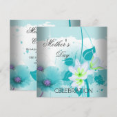 Moederdag Blauwgroen Lila bloemen Kaart (Voorkant / Achterkant)