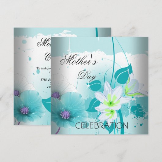 Moederdag Blauwgroen Lila bloemen Kaart (Voorkant / Achterkant)