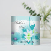 Moederdag Blauwgroen Lila bloemen Kaart (Staand voorkant)