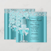 Moederdag  Blauwgroen Roos Champagne Brunch 2B Kaart (Voorkant / Achterkant)