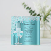 Moederdag  Blauwgroen Roos Champagne Brunch 2B Kaart (Staand voorkant)