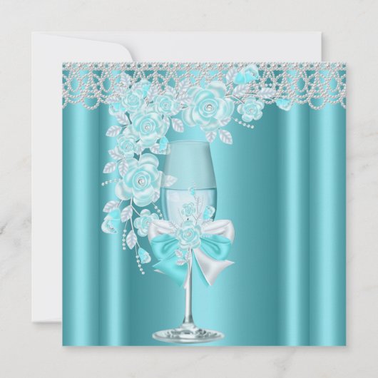 Moederdag  Blauwgroen Roos Champagne Brunch 2B Kaart (Achterkant)
