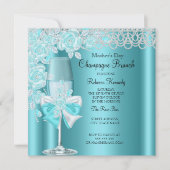 Moederdag  Blauwgroen Roos Champagne Brunch 2B Kaart (Voorkant)