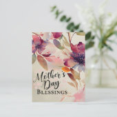 Moederdag Blessings Floral Waterverf Bijbel Briefkaart (Staand voorkant)