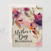 Moederdag Blessings Floral Waterverf Bijbel Briefkaart (Voorkant / Achterkant)