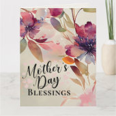Moederdag Blessings Floral Waterverf Kaart (Voorkant)