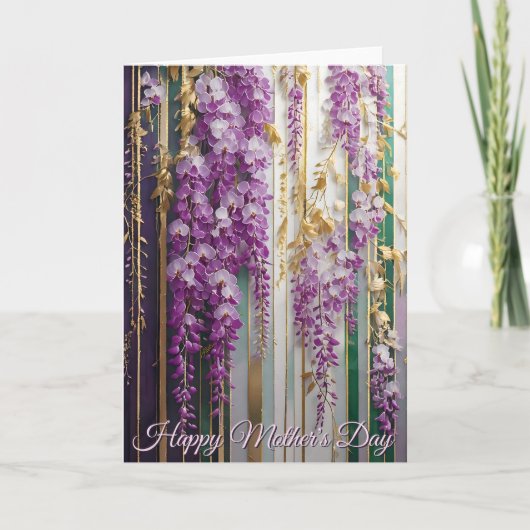 Moederdag Bloeiende Behang Violet Wisteria Kaart (Voorkant)