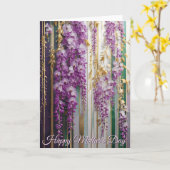 Moederdag Bloeiende Behang Violet Wisteria Kaart (Gele Bloem)