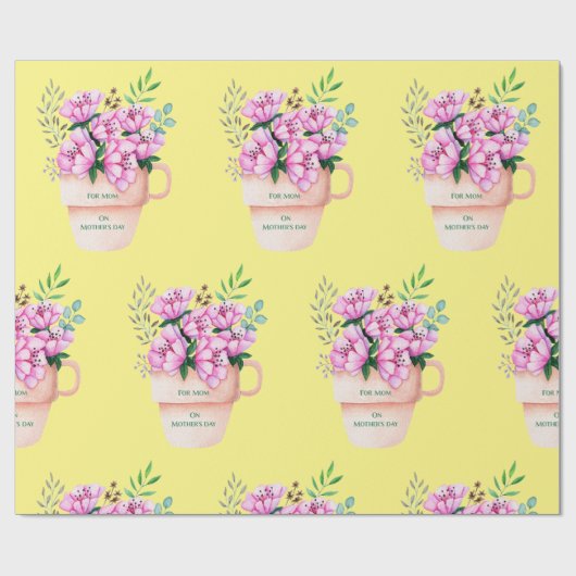 Moederdag bloeit in een kopje cadeaupapier (Vlak)