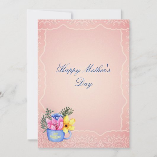 Moederdag bloeit in een kopje kaart (Achterkant)